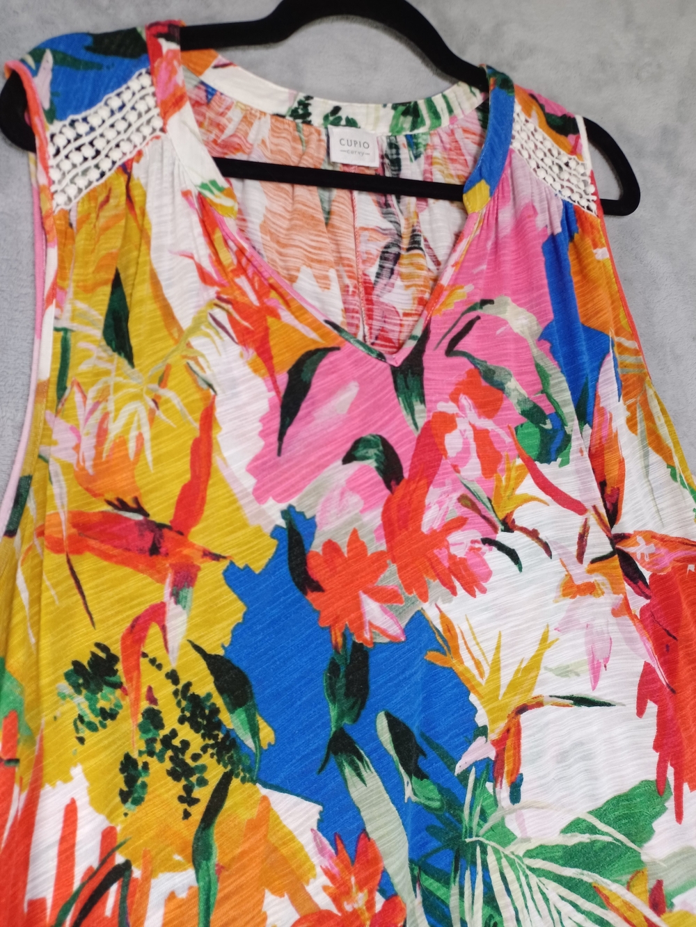 Cupio Curvy Tropical Floral Tank‎ Top 2XL Boho Resort Vacation Beachcore Blouse - Picture 4 of 9